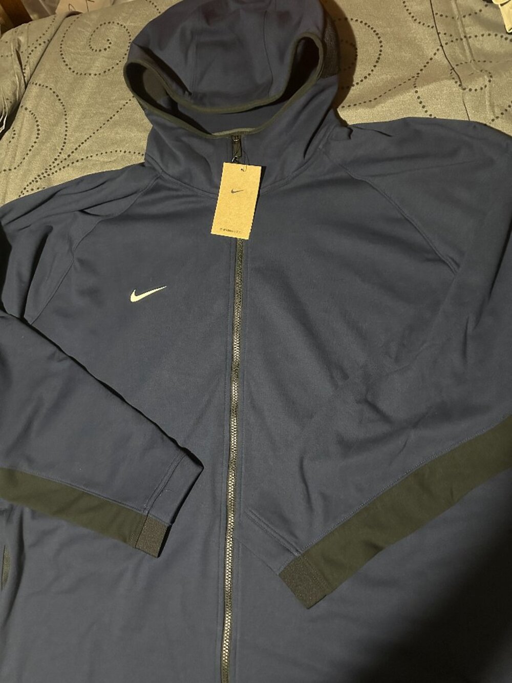 NIKE BASKETBALL #427 D. BLUE BLACK & D. GRAY JACKET HOODIE SIZE 4XL 2XL MEN $95
